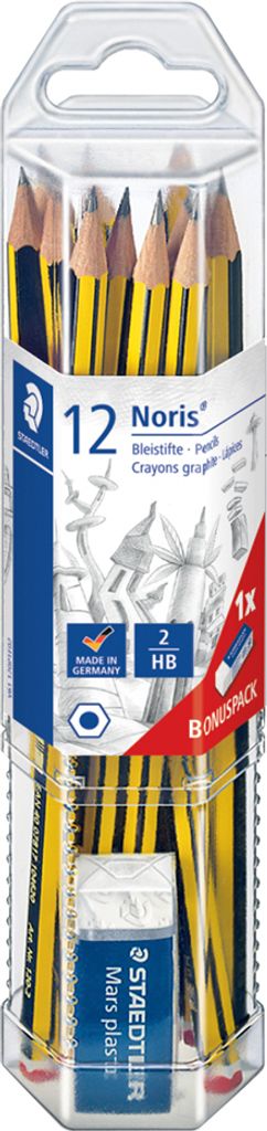 STAEDTLER Bleistift Noris 12er Promopack + Radierer Produktbild 