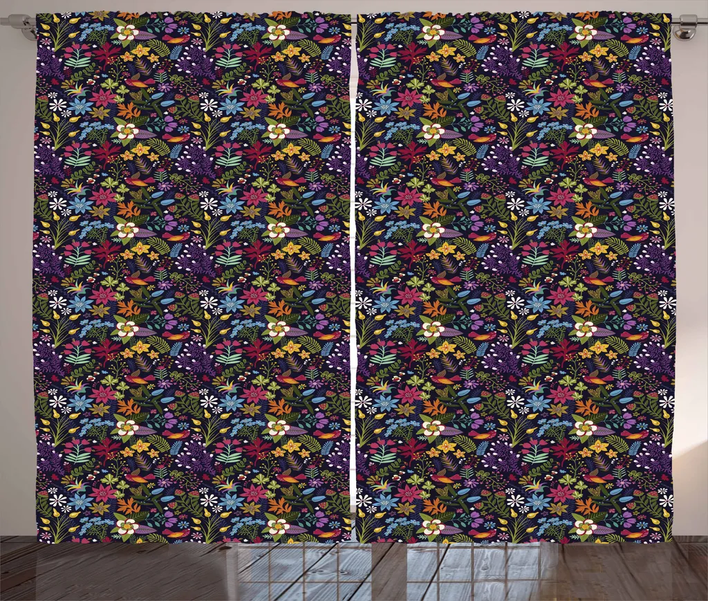 Tenda Artigianale ABAKUHAUS 280x175 cm Motivi Floreali Vintage