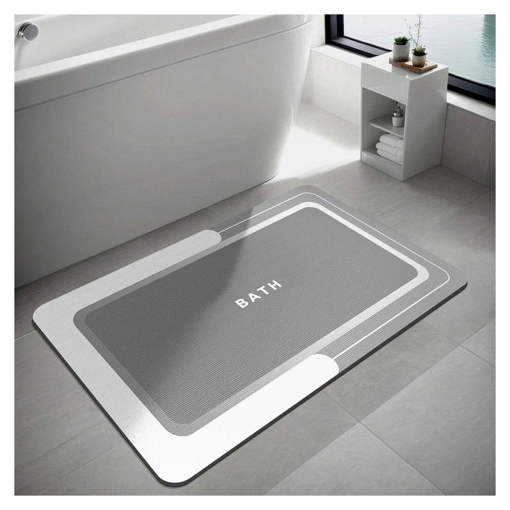 Badematte, Badezimmermatte, Teppich, Gummi, rutschfest, schnell trocknend, dünn, Badezimmerteppich für Boden, Badewanne mit wasserabsorbierender ...