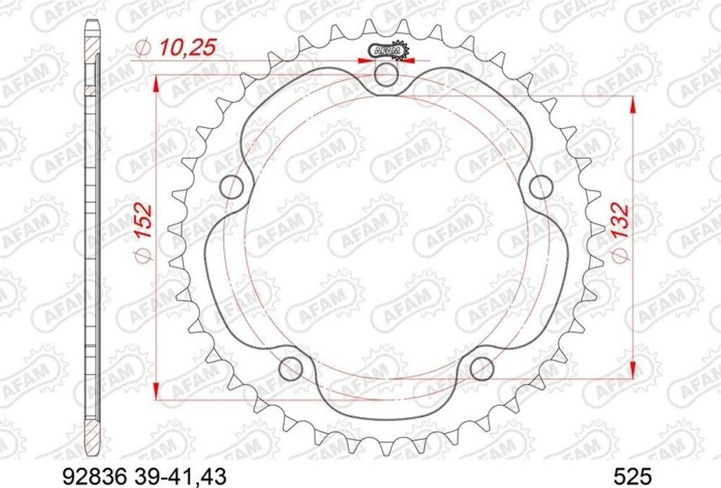AFAM Kettenrad Stahl Standard - 525