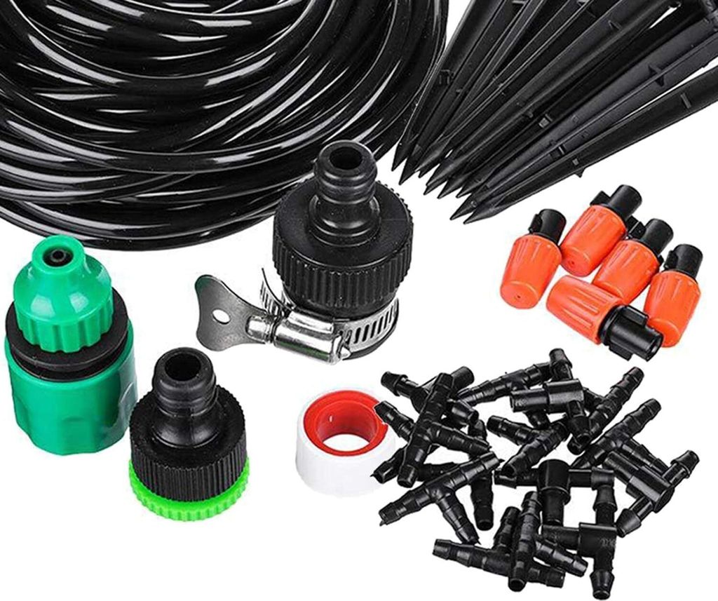 Sprüh-Sprinklersystem 20 M – Verstellbarer Gartennebel Für Bewässerung & Kühlung, Inkl. Schläuche & Sprinkler