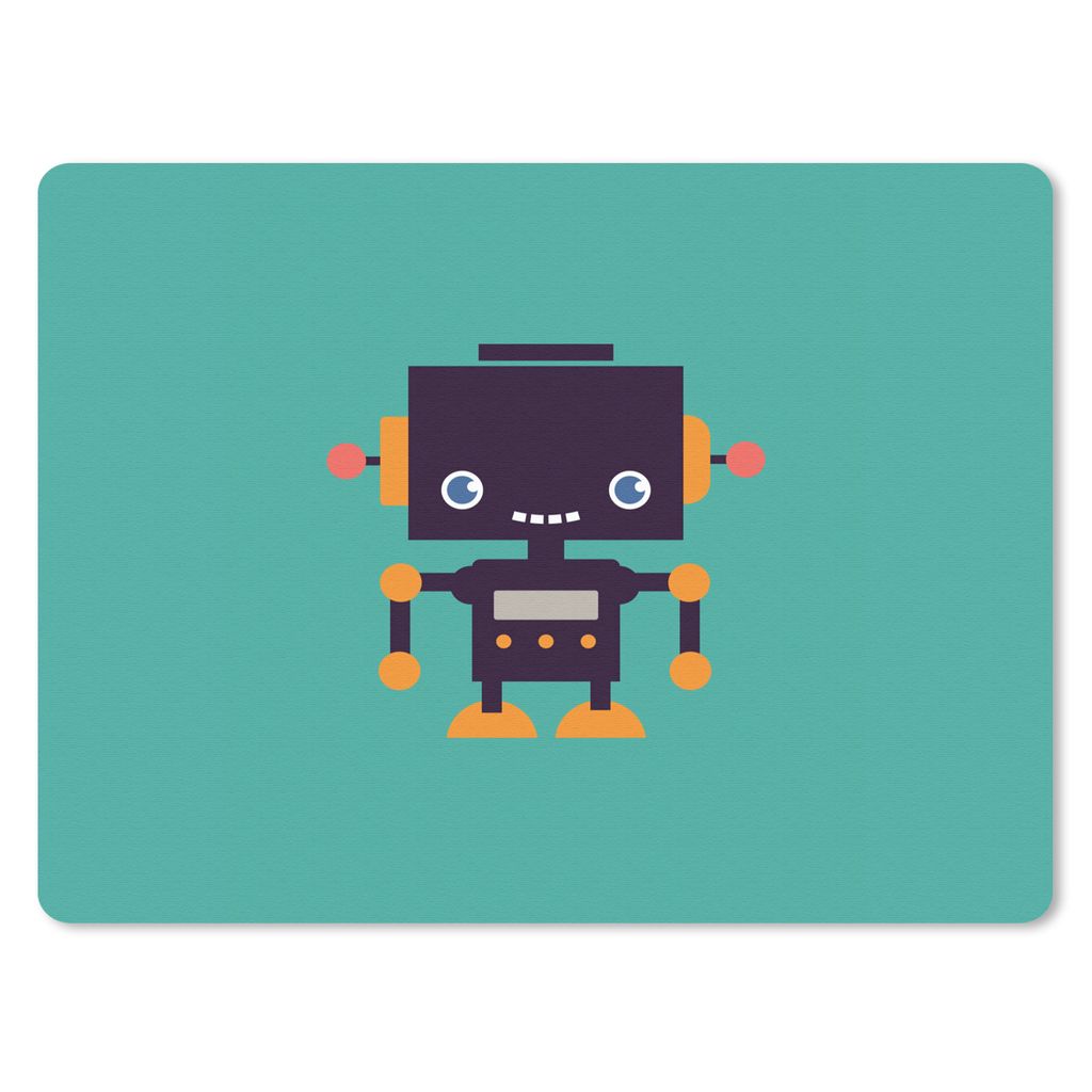 MuchoWow Mauspad Mousepad Roboter - Gesicht - Antenne - Blau - Jungen 23x19 cm - Mousepads - Maus Mat - Pad - Mausunterlage - Schreibtischunterla...