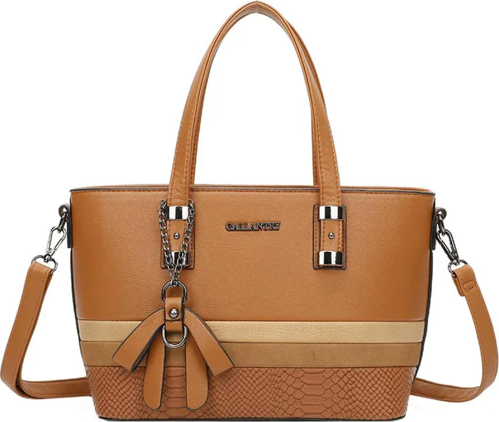 Sac Cabas Femme Marron Chic, Anses Motif Serpent et Nœud Décoratif