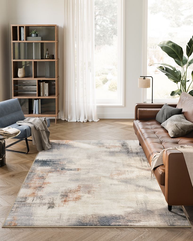 SONGMICS HOME Teppich, 160 x 230 cm, Wohnzimmerteppich, rutschfester Teppich, moderner abstrakter Stil, für Wohnzimmer, Küche, Flur, Esszimmer