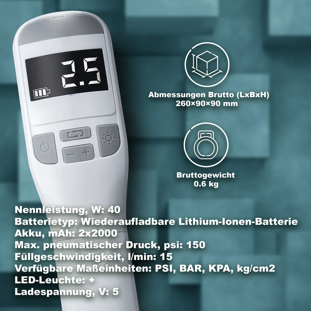Compresseur rechargeable Pcl-10 avec écran LCD et fonction arrêt auto