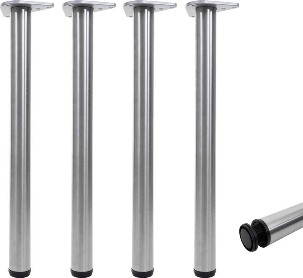 4er-Set Tischbein MCW-H36, für Schreibtisch Esstischfuß Tischgestell, 73cm Edelstahl-Optik