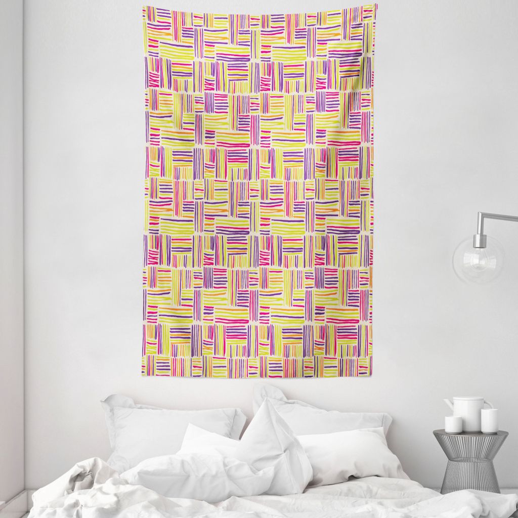 ABAKUHAUS Abstrakt Wandteppich und Tagesdecke, Doodle Art Bunte aus Weiches Mikrofaser Stoff Waschbar ohne Verblassen Digitaldruck, 140 x 230 cm, M...