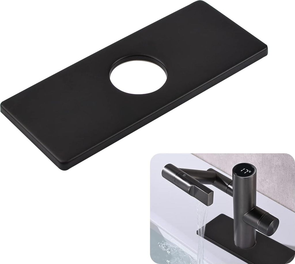 Edelstahl Abdeckplatte für Küchenarmatur Einzel-Loch Abdeckplatte - RVS - runde Armaturenkappe - Badezimmer Küche - 16 x 65 cm