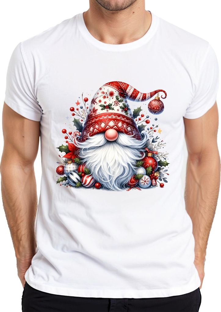 Weihnachtswichtel Skandinavien Hut Geschenkidee Zwerg Gnom Wichtel Herren T-Shirt, Weiß, L