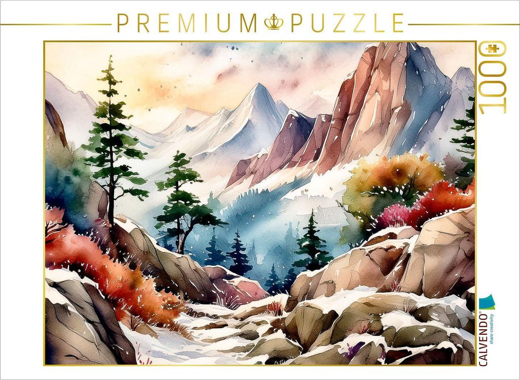 CALVENDO Puzzle Winterliche Berghänge | 1000 Teile Lege-Größe 64x48cm Foto-Puzzle für glückliche Stunden