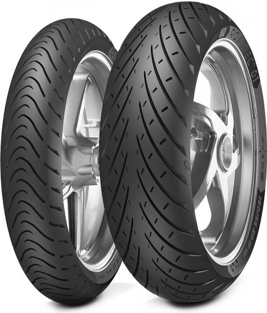 Two motorcycle tires are displayed.
