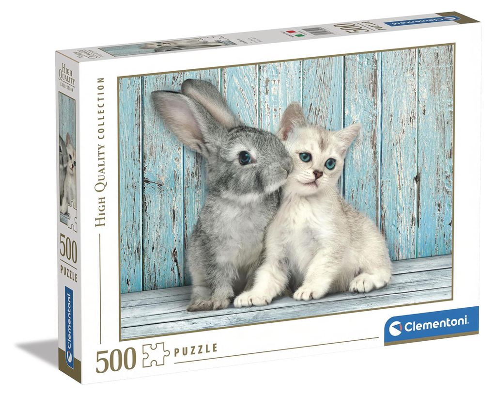 CLEMENTONI puzzle coniglio e gattino 500 pezzi Immagine del prodotto 
