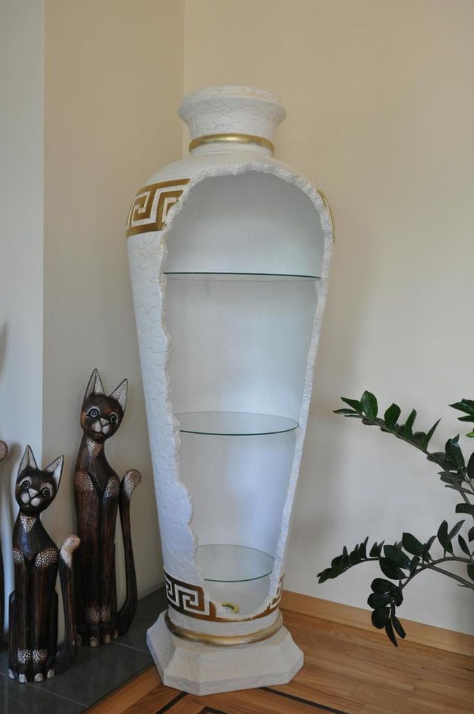 xxl Medusa Antik Stil Vitrine Bar Boden Vase Schrank Vintrinen Säule 153cm Neu