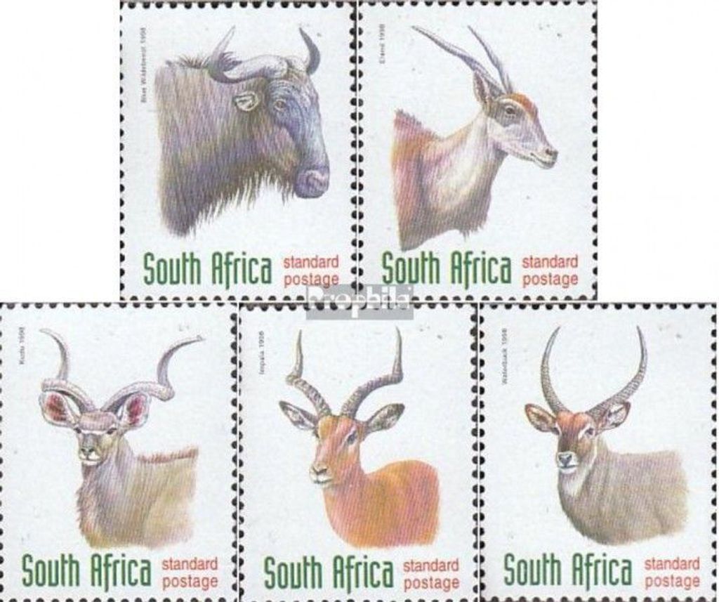 Briefmarken Südafrika 1998 Mi 1124x A-1128x A (kompl.Ausg.) postfrisch Einheimische Tiere