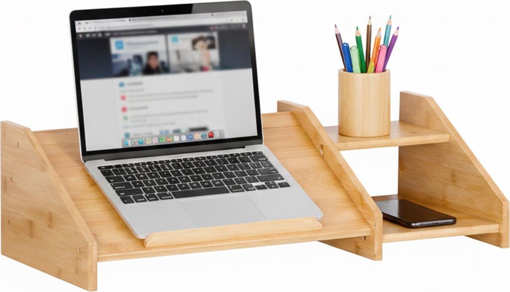 relaxdays Laptop Ständer aus Bambus