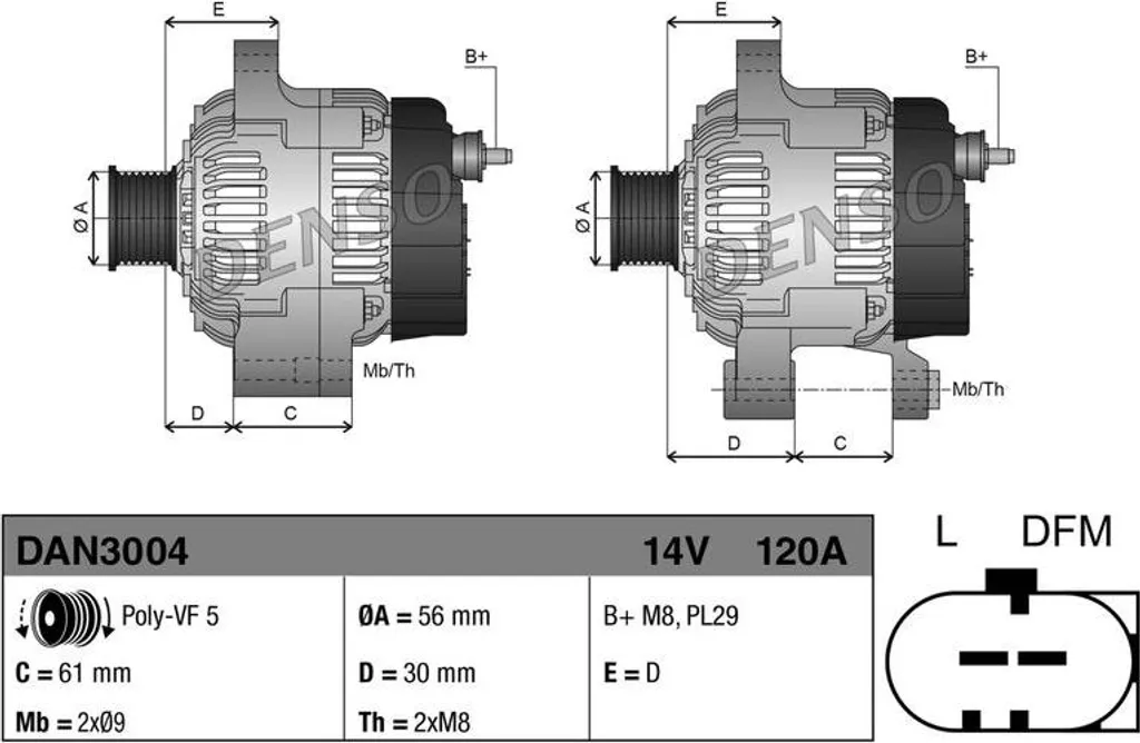 Alternateur Qualité OE 028903029B DENSO pour Audi A4 8D Performance