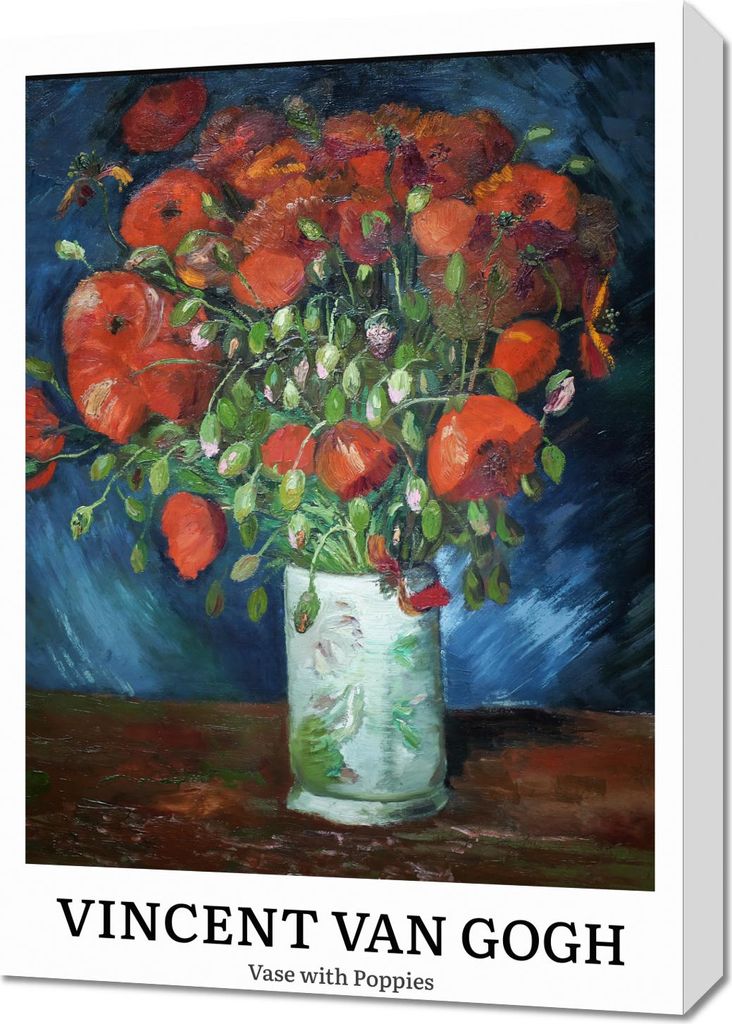 Bild 50x70cm Design Vase mit Mohnblumen, Van Gogh Vintage für das Wohnzimmer