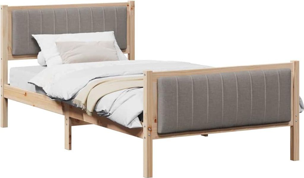 vidaXL Bettgestell Braun und Taupe 100 x 200 cm Massivholz Kiefer