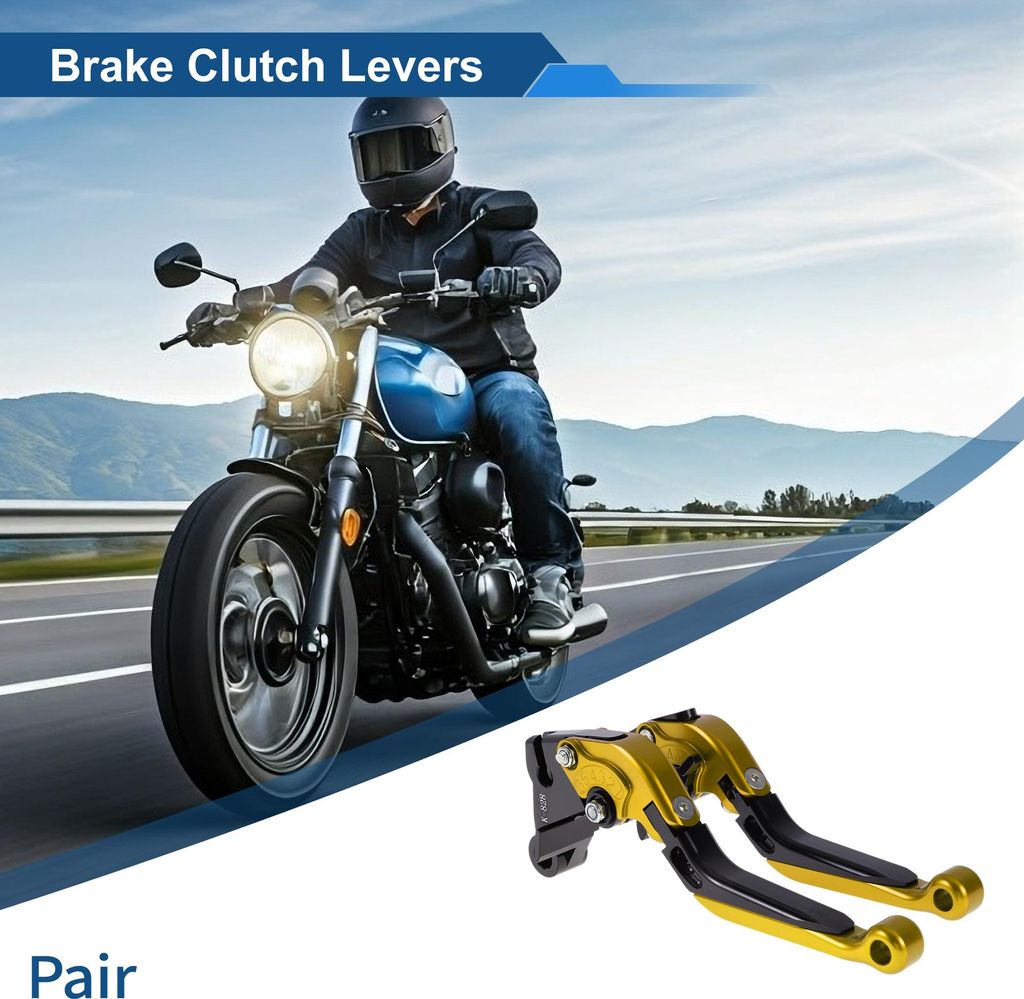 Kurze Lange Brems- und Kupplungshebel für Kawasaki ZZR600 05-09 Verstellbare Motorrad Lenker Bremshebel Aluminiumlegierung Goldton Kopf Schwarzer ...