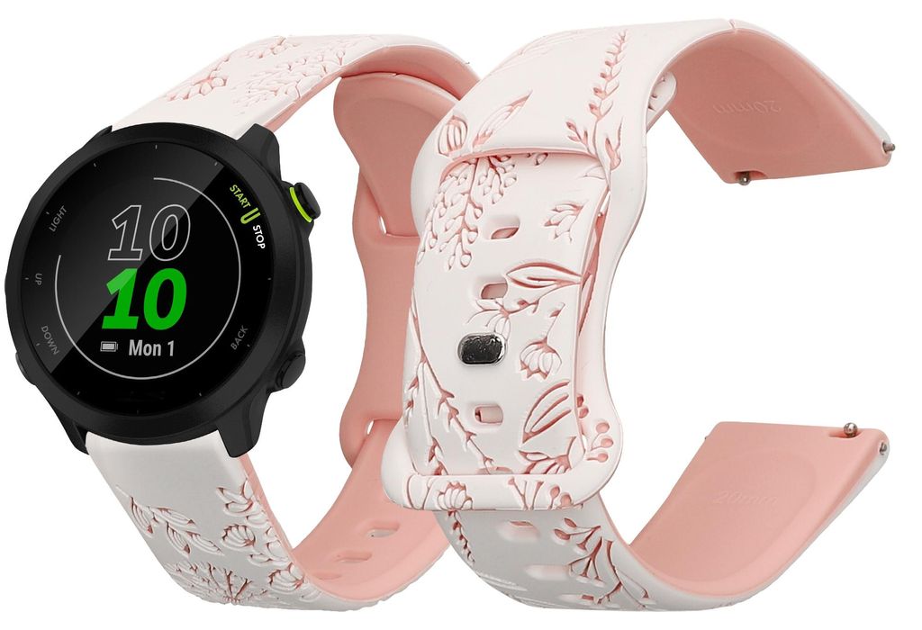 kwmobile Silikon Ersatzarmband kompatibel mit Garmin Forerunner 55 / Forerunner 165 / 245 / 645 / 570 42mm Armband - Silikonarmband mit geprägtem