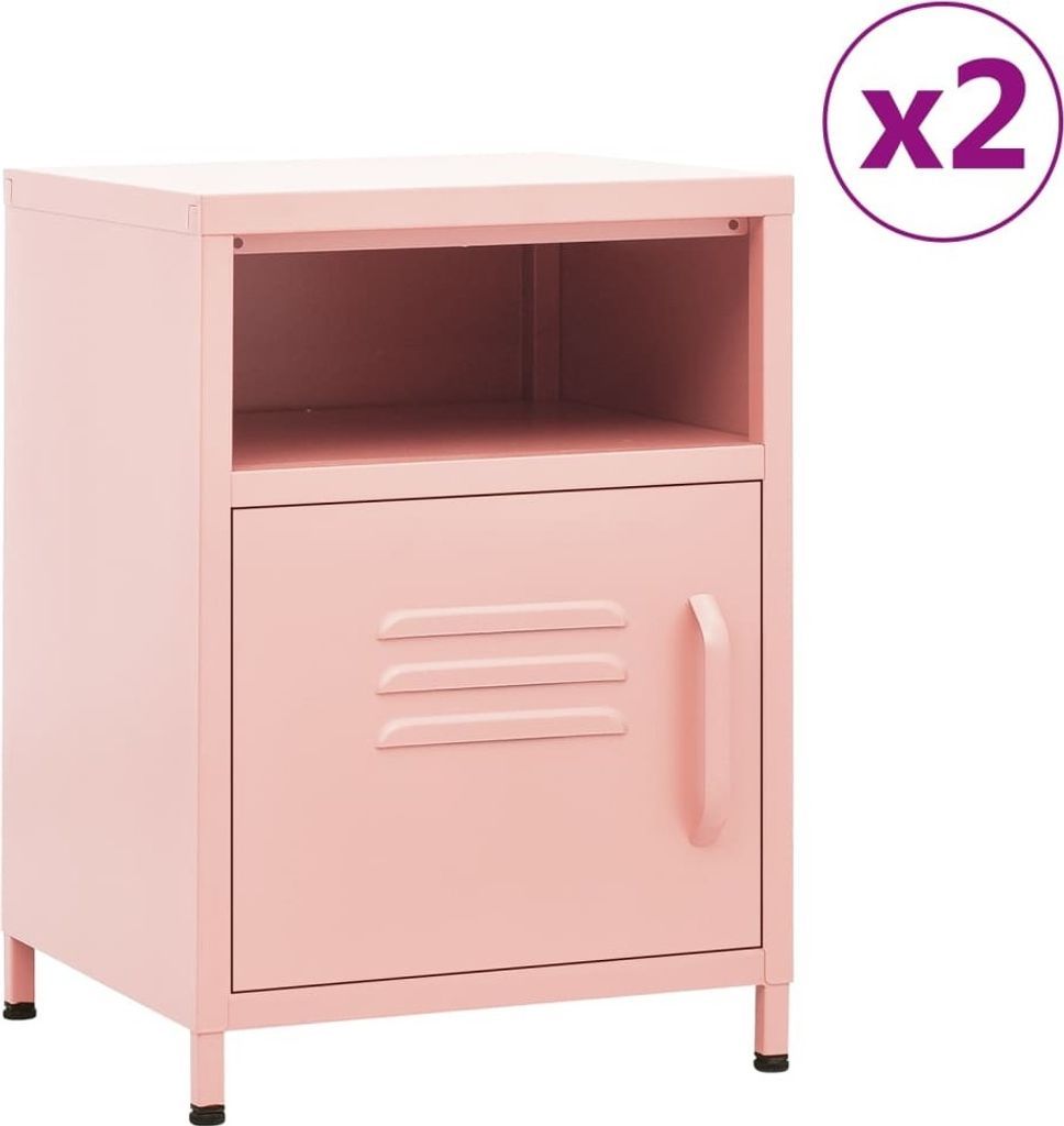 Design Nachttische 2 Stk. Rosa 35x35x51 cm Stahl, Nachttische & -schränke 2024 Neu