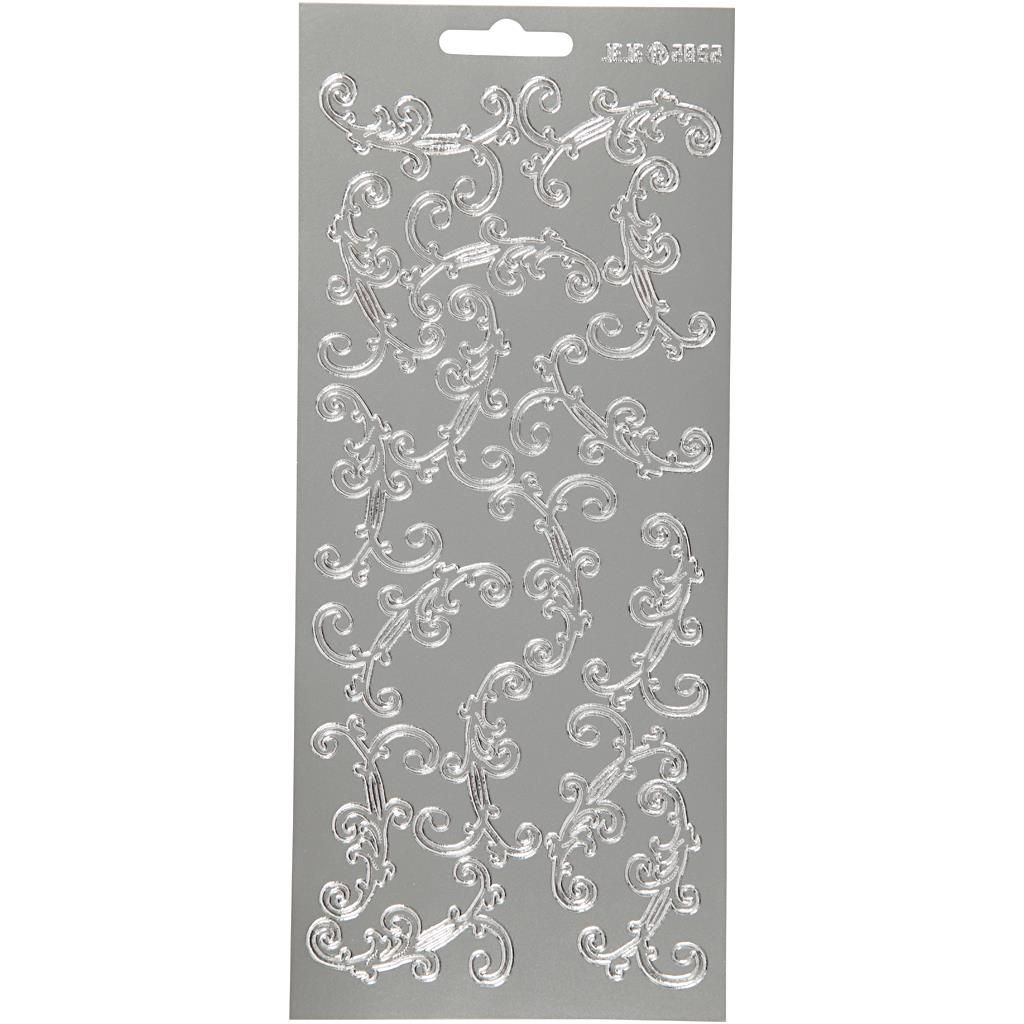 Creativ Firmenaufkleber, Wirbel, Bogen 10x23 cm, silber, 1 Bogen