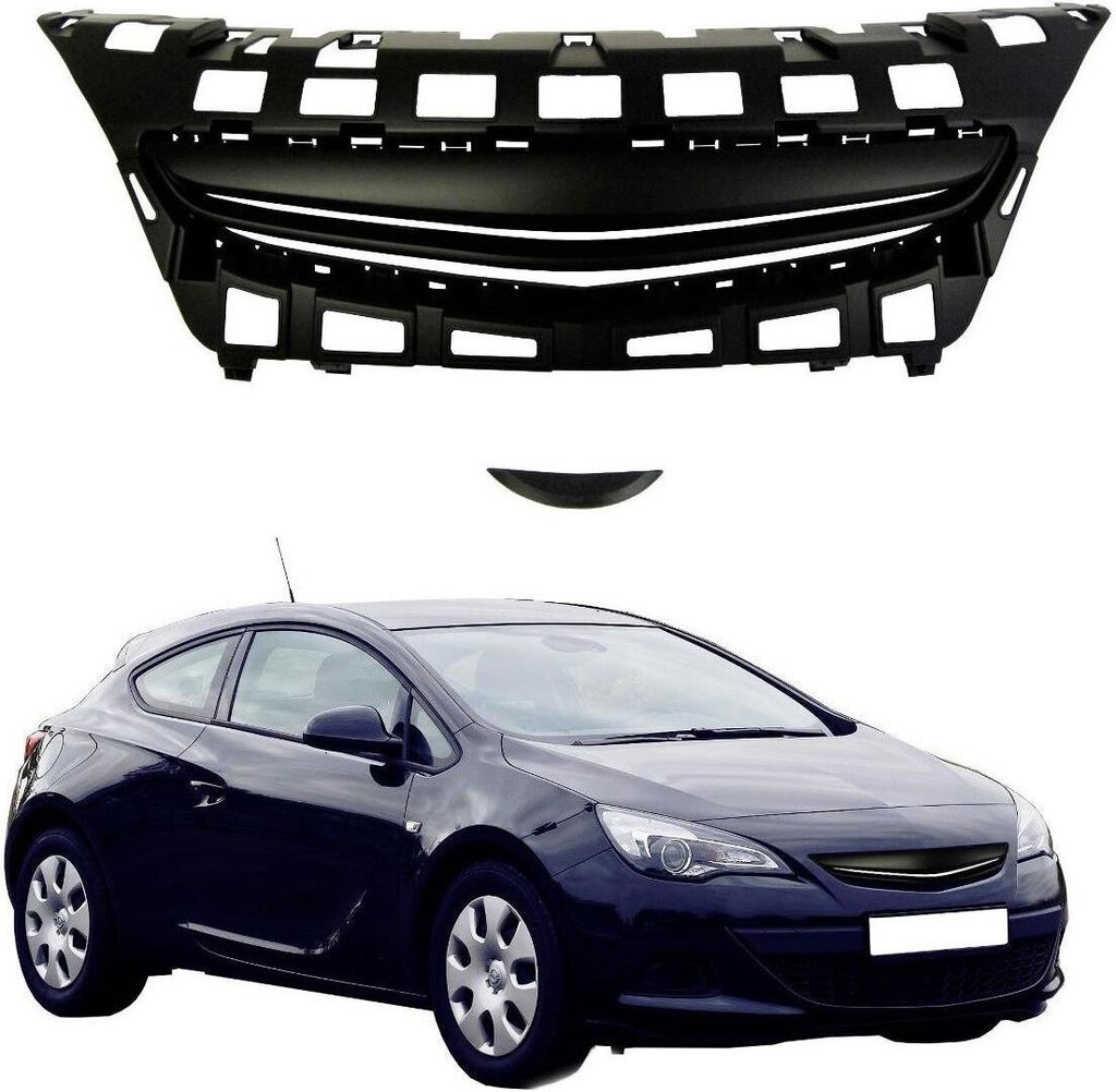 Kühlergrill Sportgrill Gitter Grill ohne Emblem Schwarz für Opel Astra J GTC