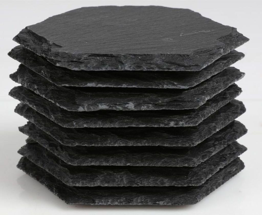 8x Glasuntersetzer Schieferplatten Schiefern Geschirr Service Gedeck Gläser Set