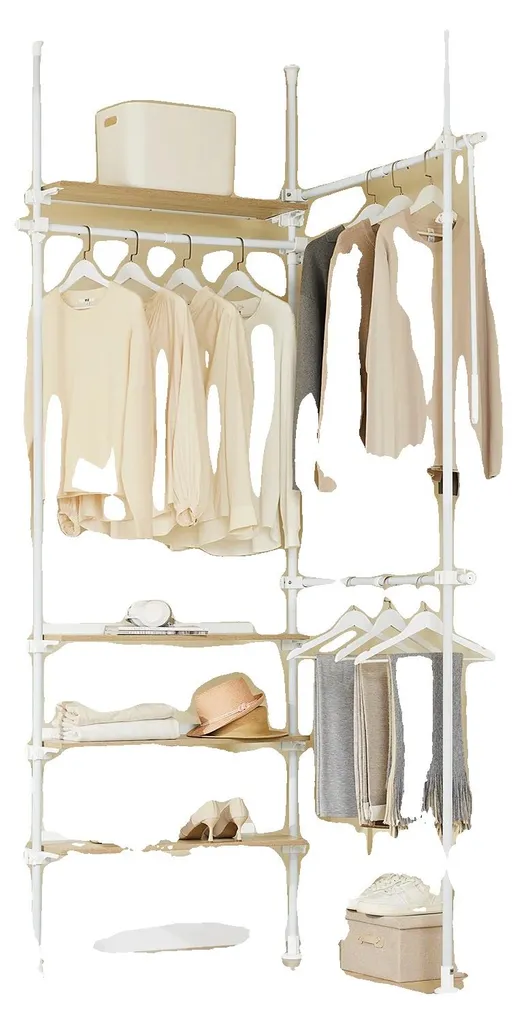 Système d'armoire télescopique blanc modulable pour dressing et rangement