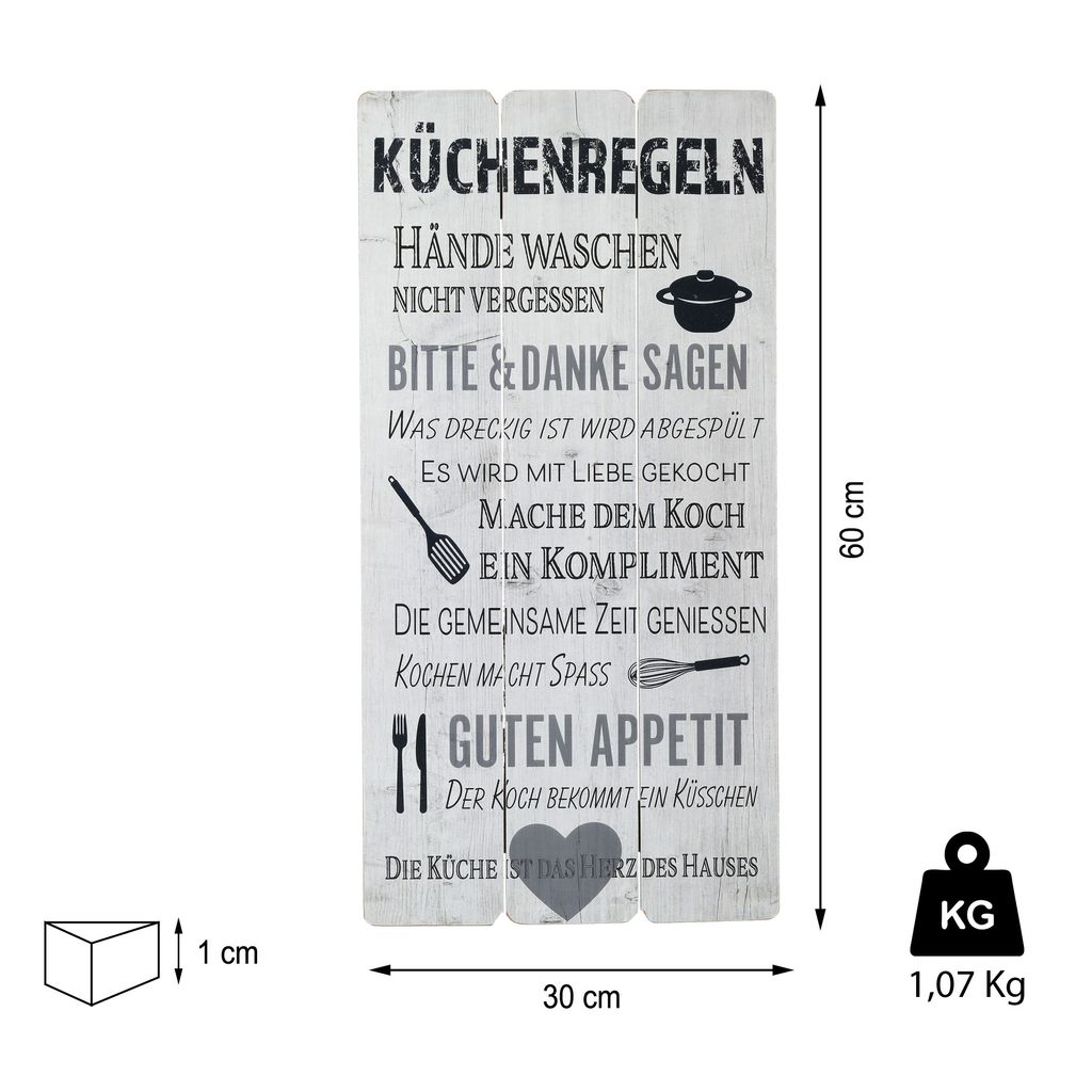 Blechschild Sprüche Spruch "mit Liebe gekocht.. " 13 x 30 cm Metallschild 