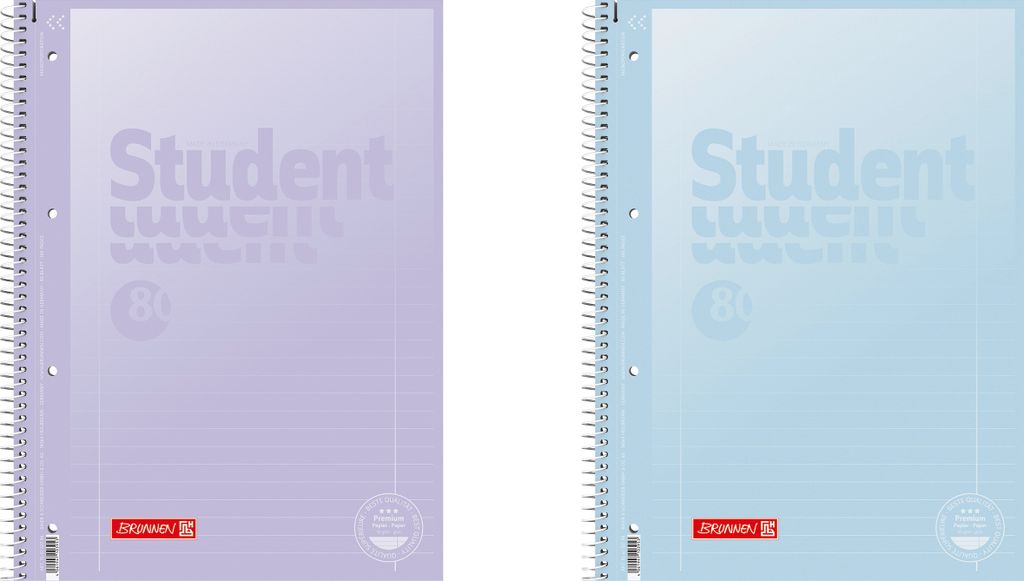5 BRUNNEN Collegeblöcke Student Pastell 2 Lineatur 27 liniert DIN A4 Innen- und Außenrand