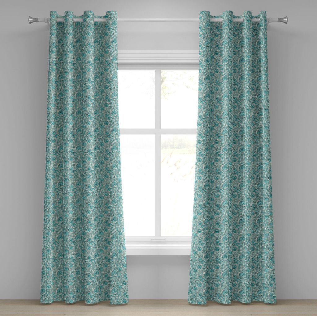 ABAKUHAUS Teal Ösenvorhang, Klassische Spitze Style Pattern Weiblichen Elementen Inspiriert Artwork Druck, Dekorative 2-Panel-Fenstervorhänge, 28...