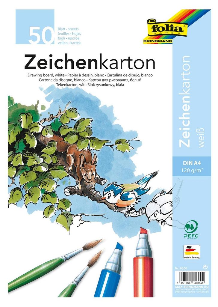 folia Zeichenpapier A4 120g qm Skizzenpapier Künstlerpapier Produktbild 
