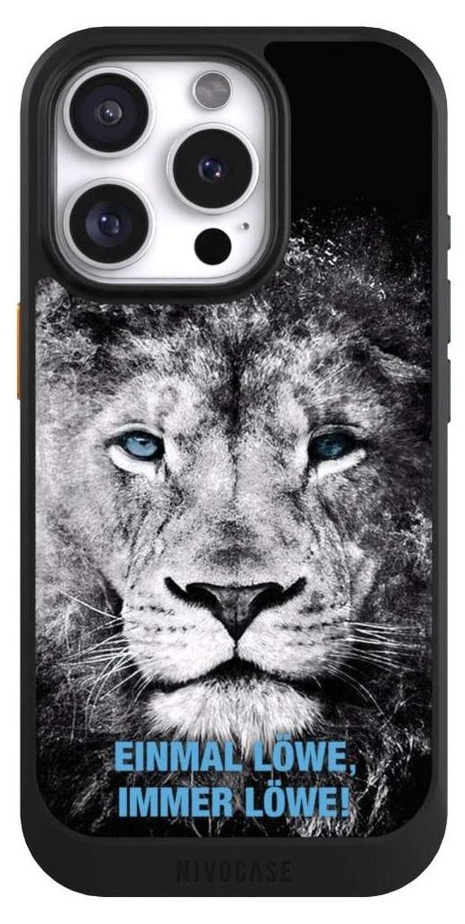 NIVOCASE Hülle für Apple iPhone 16 Pro Handyhülle NIVOcore Case Schwarz Löwe Offizielles Lizenzprodukt TSV 1860 München