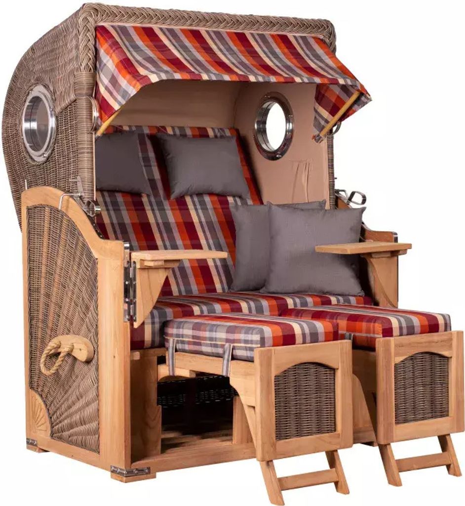 Strandkorb Rantum Teak PE grey Dessin 584