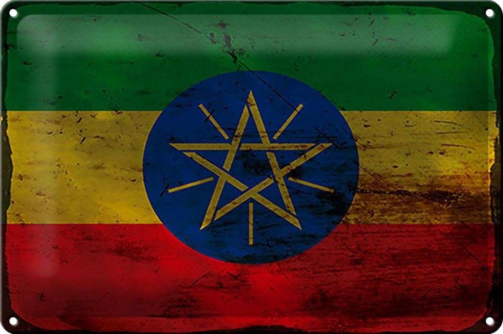 Blechschild Flagge Äthiopien 30x20cm Flag Ethiopia Rost Produktbild 