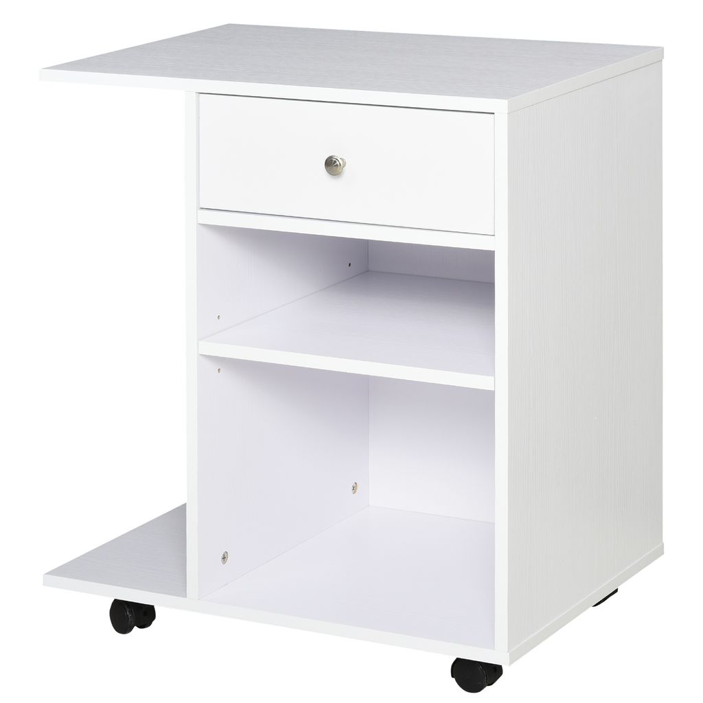 Vinsetto Büro-Druckerschrank, Multifunktionswagen mit Rädern, 2 Fächer, Schublade und CPU-Halter, verstellbare Ablage für Studio, 60 x 40 x 68,...