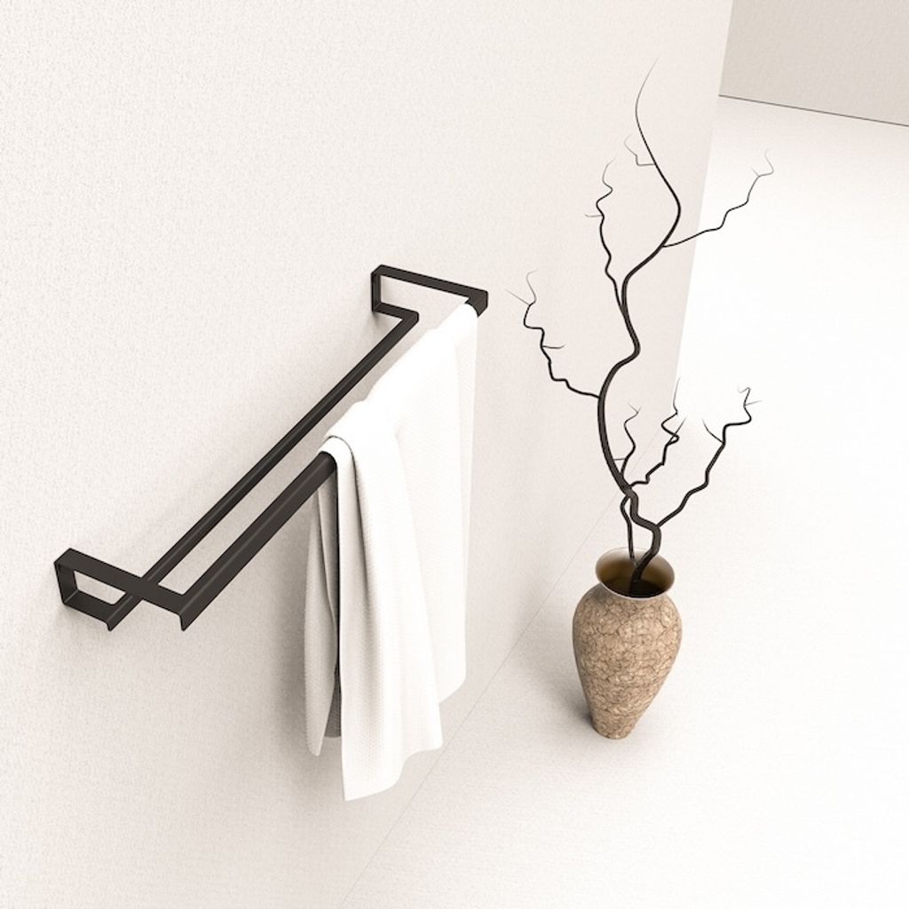 Doppelte Handtuchstange TALLINN in Schwarz/Weiß/Grau mit 3 Größen aus Edelstahl Fink, Farbe:Schwarz, Größe:Large