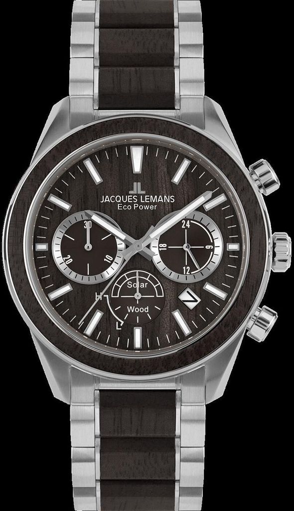 Jacques Lemans 1-2115I Eco Power Wood Herrenuhr 44mm 10ATM