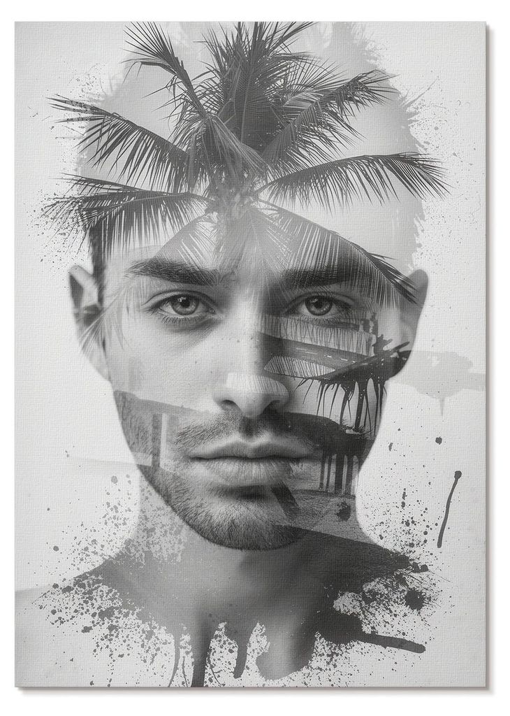 POSTER - 59x84 cm (A1) - Issa0 - Eindrucksvolles Männergesicht im minimalistischen Stil - Wandbild für Wohnzimmer Schlafzimmer & Flur, Modernes P...
