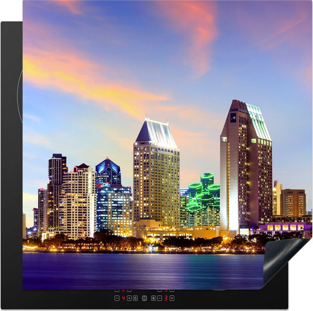 KitchenYeah Herdabdeckplatte Skyline - Vereinigte Staaten - Wasser , 78x78cm, Küche Deko, Glaskeramikfeld Herdabdeckung, Abdeckplatte fùr Kochfeld