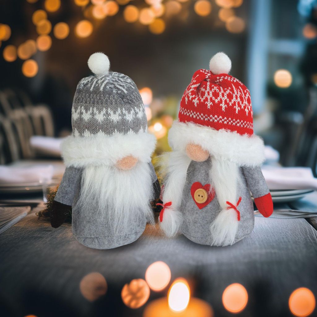 Skandinavischer Weihnachtswichtel - Weihnachtswichtel mit Bart und Mütze - Textile Weihnachtsdekoration - Dekorativer Elf für Heim und Büro - 20...