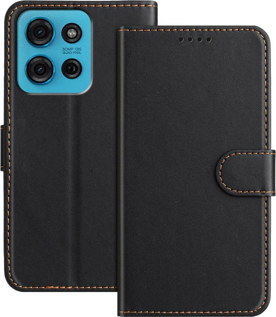 Cover Motorola Moto G75 Phonesta - Custodia Portafoglio Nero Robusta