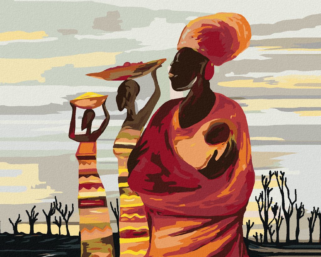 Zuty - Malen nach Zahlen - AFRIKANISCHE FRAUEN MIT KIND, 40x50 cm, mit Keilrahmen (bereits gespannt)