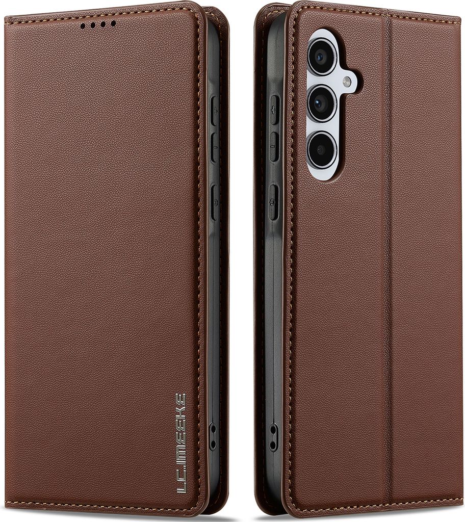 Handyhülle für Samsung Galaxy A55 5G, Magnetische Flip Leder Hülle mit Kartenfach und Standfunktion Braun