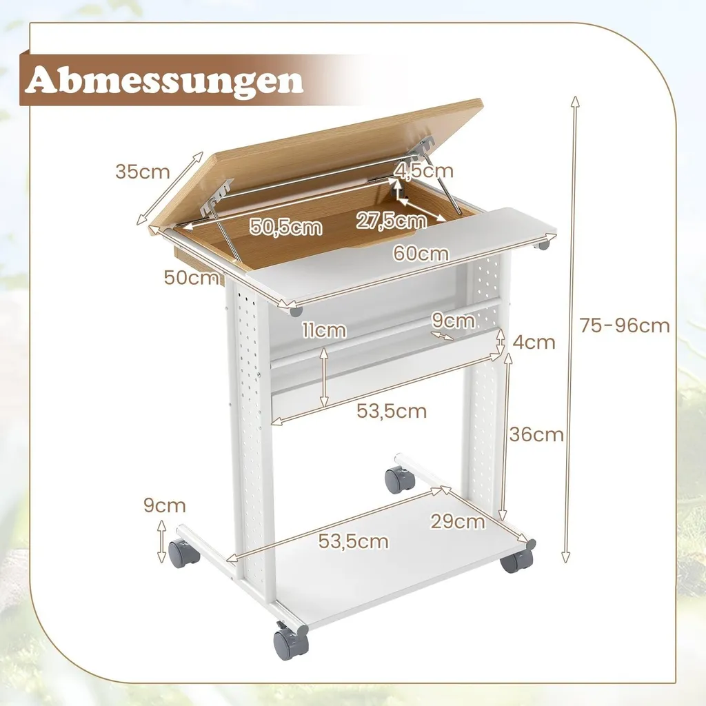 Table de Lit pour Ordinateur Portable, Support Mobile et Inclinable