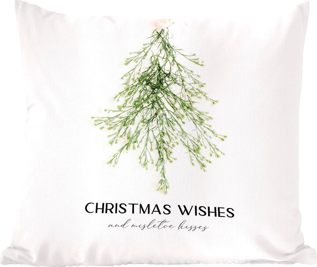 MuchoWow Zierkissen Sofakissen Wohnzimmer Dekokissen 40x40 cm Winter - Baum - Mistelzweig - Foto Kissen - Schlafzimmer Dekoration