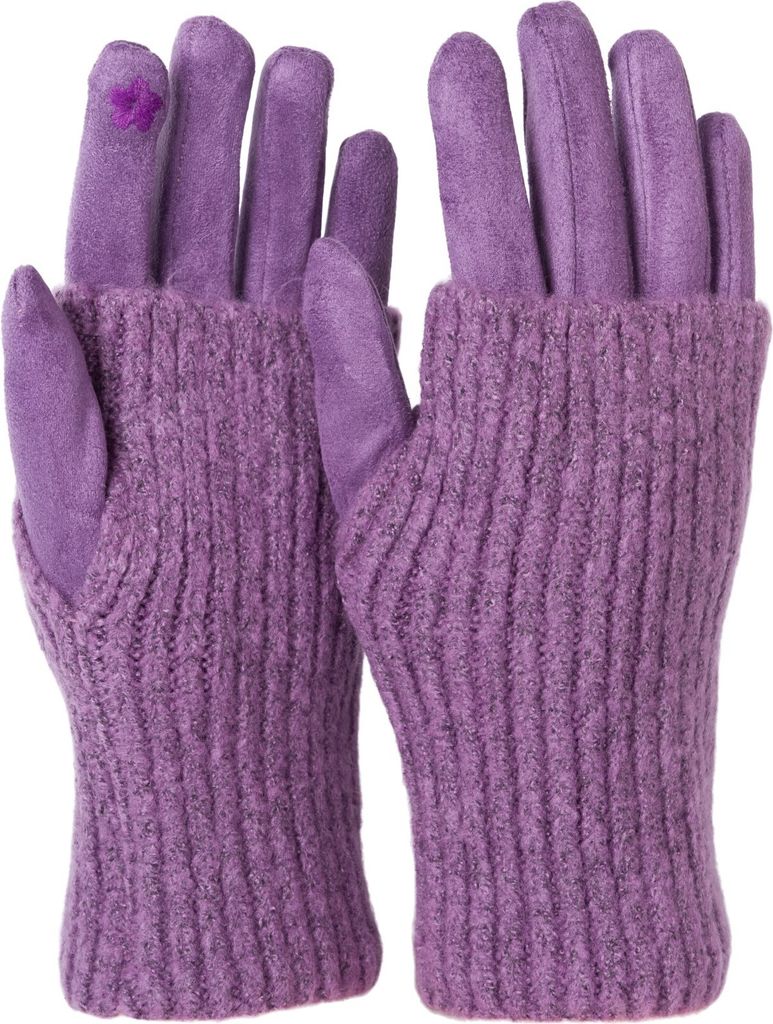 styleBREAKER Damen 3 in 1 Touchscreen Handschuhe mit abnehmbarer Strick Stulpe | Winterhandschuhe | 3 Tragevarianten | Weich warm elastisch in viel...
