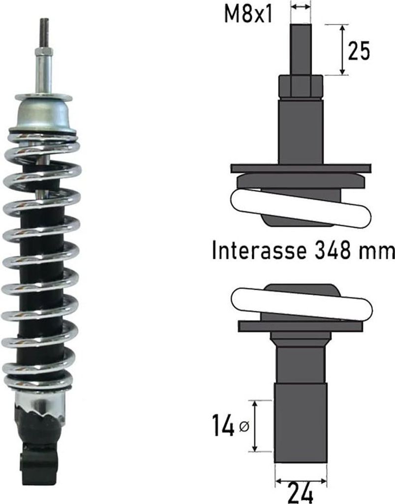 Bcr Piaggio Vespa Gtv/gts 125/150/200/250/300cc Hinterer Stoßdämpfer Silber Silber One Size