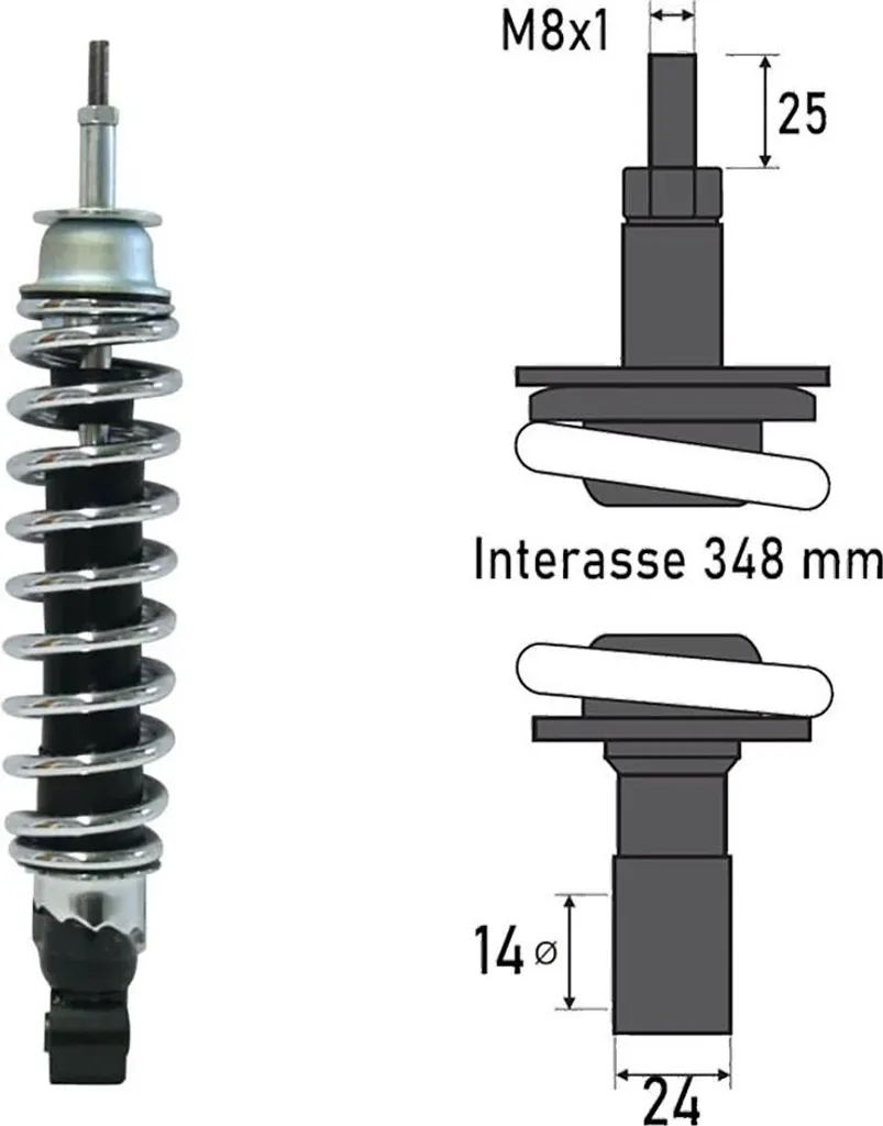 Amortisseur arrière argent BCR pour Piaggio Vespa GTV/GTS 125-300cc